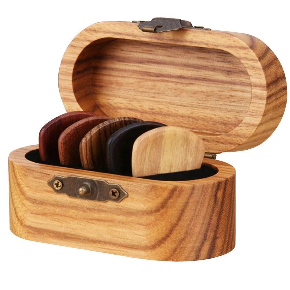 

Picks With Guitar Picks Storage Box for Acoustic Guitar Accessories Holder Wooden Pick ganizer Box Small Compact