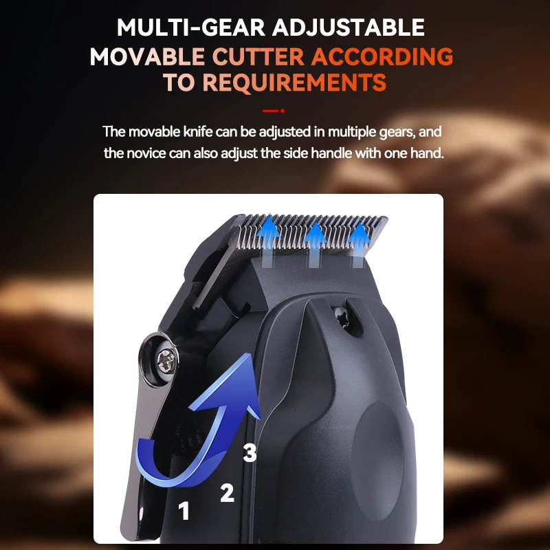 Kemei 2355 مشابك شعر كهربائية رجل المهنية قابلة للشحن اللاسلكية آلة قطع الشعر سبيكة الشعر المتقلب ماكينة حلاقة