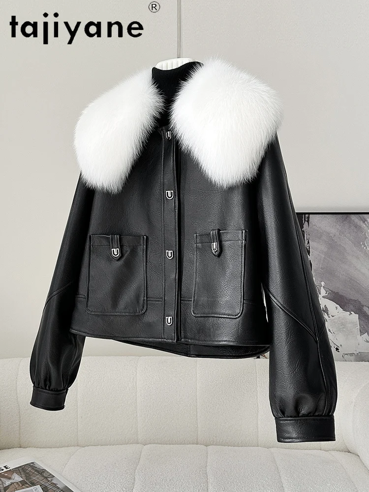 TAJIYANE Giacca in vera pelle di pecora da donna Piumino d'anatra bianco imbottito in pelliccia di volpe Cappotto caldo Abbigliamento invernale da donna 2025 3)