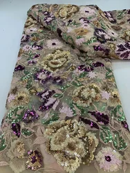 Nigerian Luxury Sequins Net Lace Fabric 2026 High Quality African Tulle Lace Fabric French For Women Wedding Party Dress Sewing