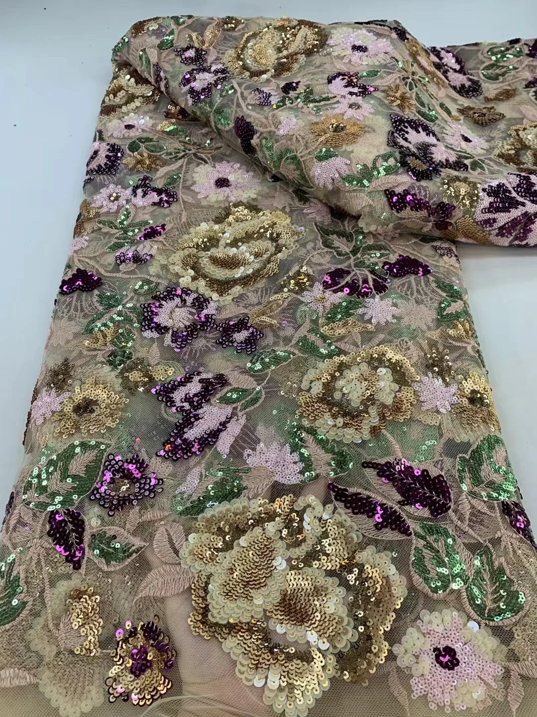 Nigerian Luxury Sequins Net Lace Fabric 2026 High Quality African Tulle Lace Fabric French For Women Wedding Party Dress Sewing