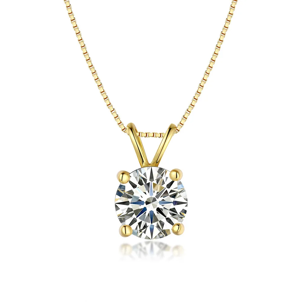 

Classic Moissanite Pendant Necklace for Women Real 925 Sterling Silver 18K Gold Plated Lab Diamond Necklace Fine Jewelry Gifts