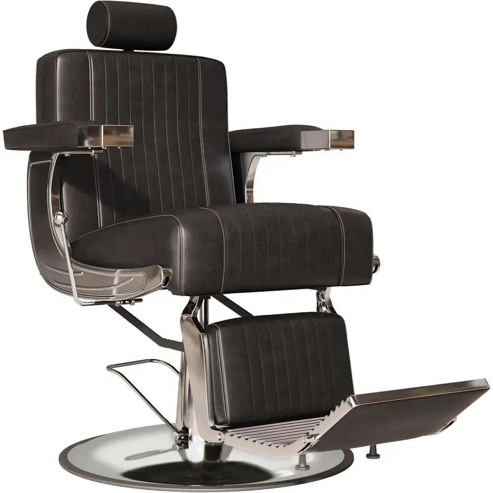 

Professional 360° Swivel Reclining Barber Chair, Height Adjustable for Hair Stylists, Black