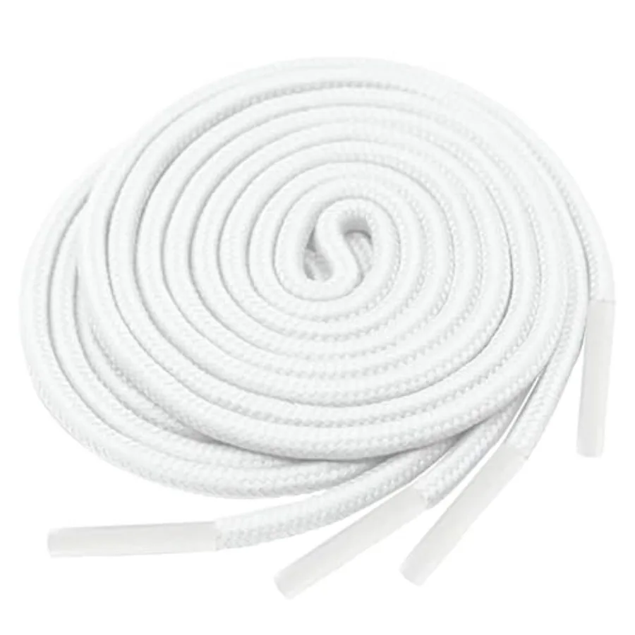 أربطة أحذية مستديرة بيضاء من البوليستر مع أطراف معززة مثالية للأحذية والإكسسوارات المختلفة 120 سم/47ih #3
