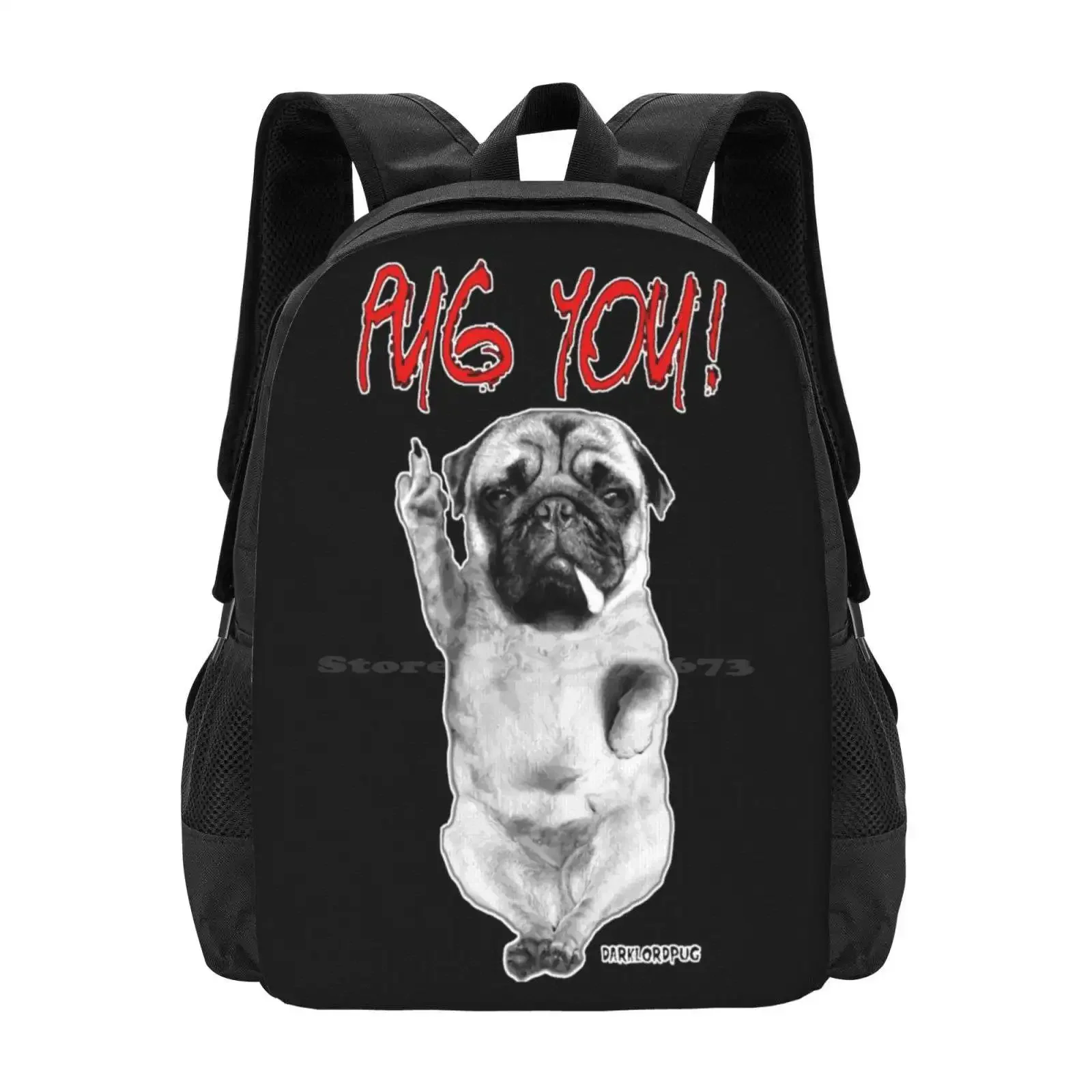 

Pug You! Fashion Pattern Design Travel Laptop School Backpack Bag Metal Pug Evil Pug Dark Lord Cat Dark Lord Pug Heavy Metal