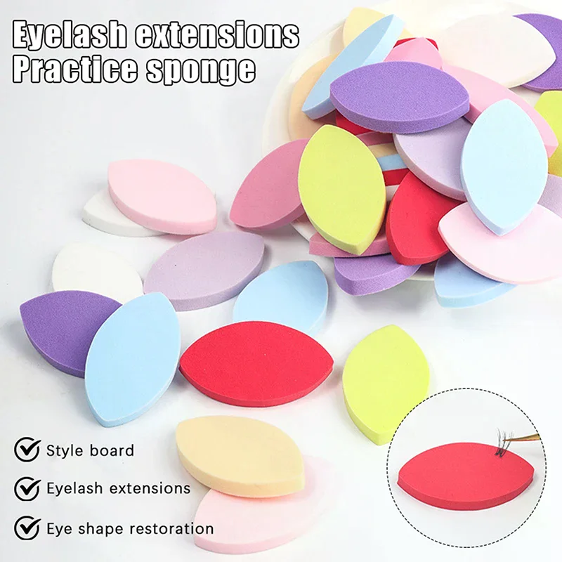 50PCS Soft Sponge False Eyelash Pads Beginner Lash  Chart Wispy Lashes Reusable Makeup Puffs Training Eyelash Extensions Tool