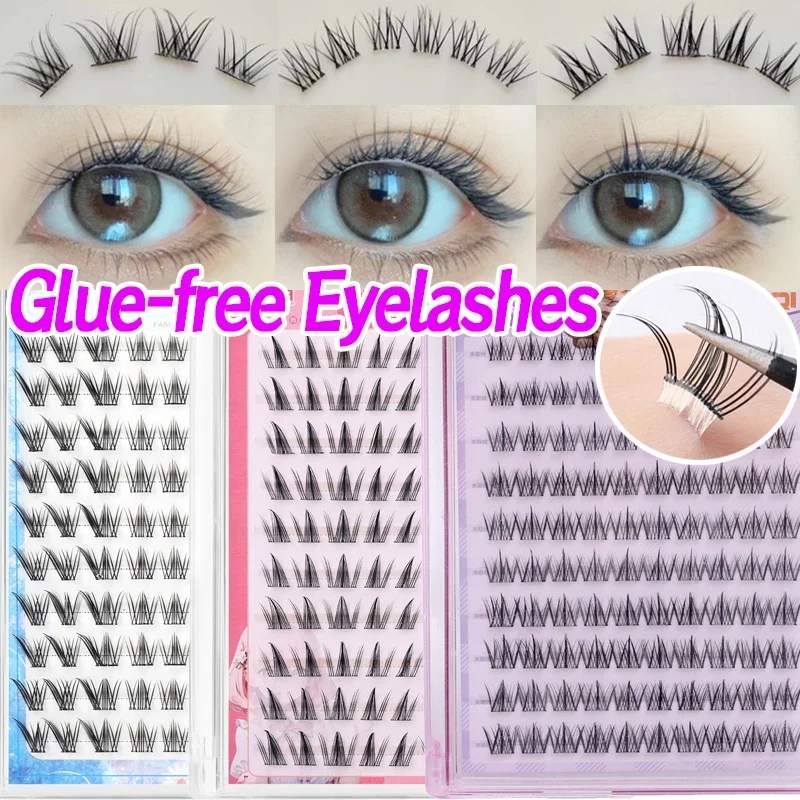 Clusters Eyelashes DIY Self Adhesive Bottom Individual Eyelash Natural False Eyelashes Glue-free Reusable Segmented Manga Lashes