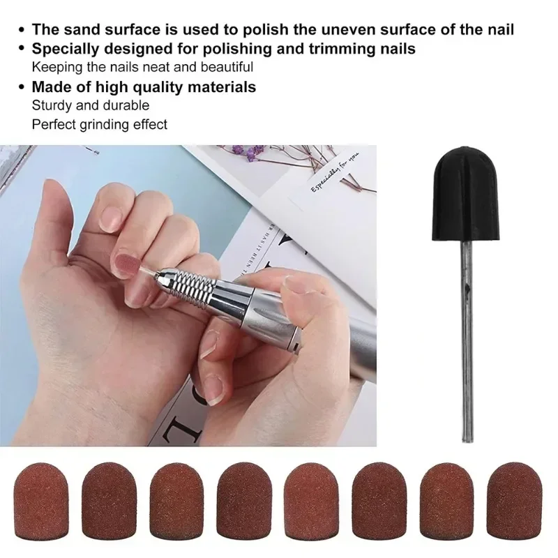 50개 네일 샌딩 캡 2개 샌딩 샤프트 젤 폴리쉬 리무버 네일 드릴 비트 매니큐어 그라인딩 버 페디큐어 도구 # 80/ # 120