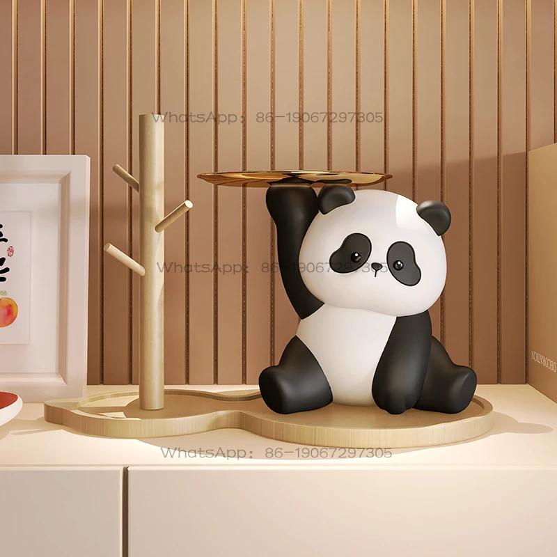 Creative Panda Key Storage Porch Desktop Storage Tray Ornament Home Decoration Living Room Coffee Table Housewarming Gifts