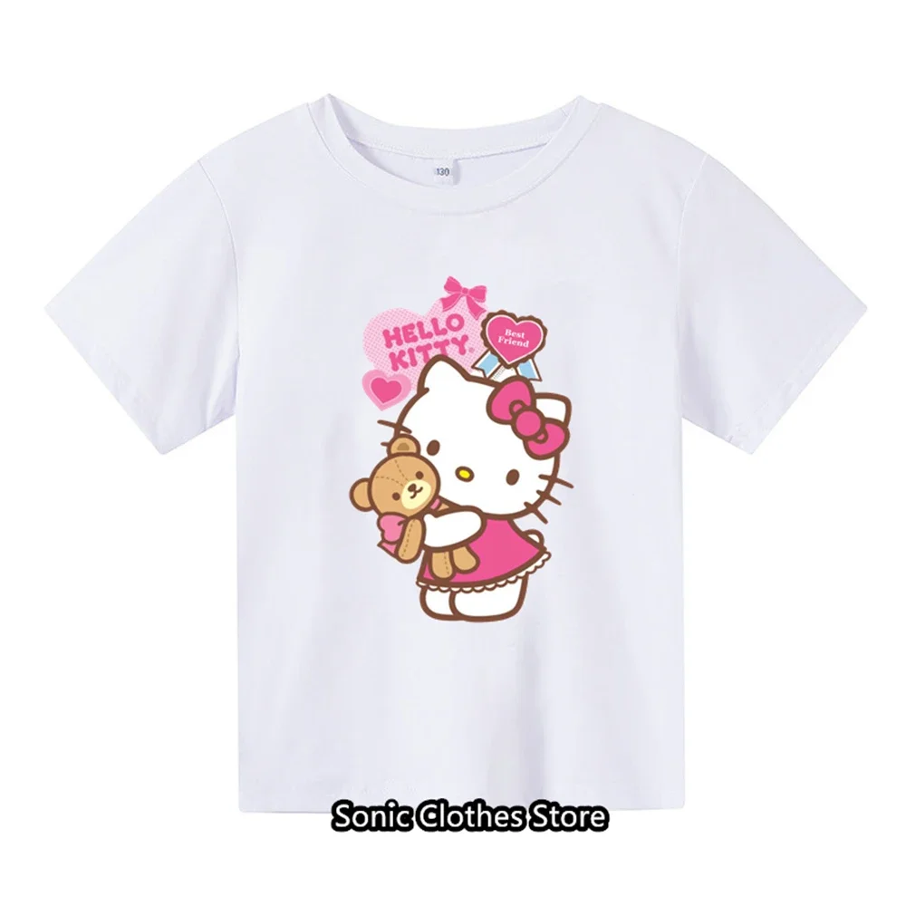 

Футболка Hello Kitty, детская одежда, футболка для женщин и мужчин, детская одежда для мальчиков и девочек, детские футболки, мужская футболка, повседневные топы для девочек, рубашка для мальчиков