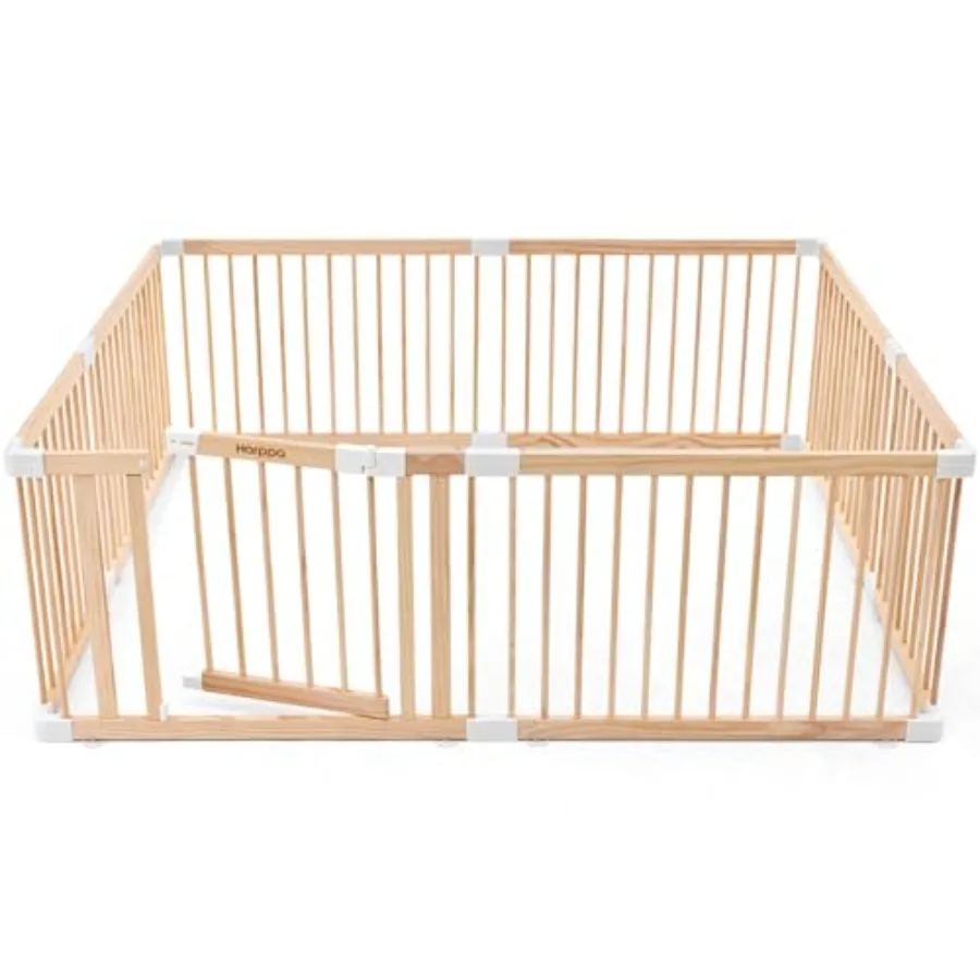 

Baby Gate Playpen Wooden Playpen for Babies and Toddlers Large Play Yards Baby Fence Play Area 60 x 71.5 x 24 inch