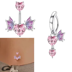 Surgical Steel Belly Piercing Jewelry Belly Button Rings for Women Angel Heart Dangle Navel Rings Body Jewelry Jewelry