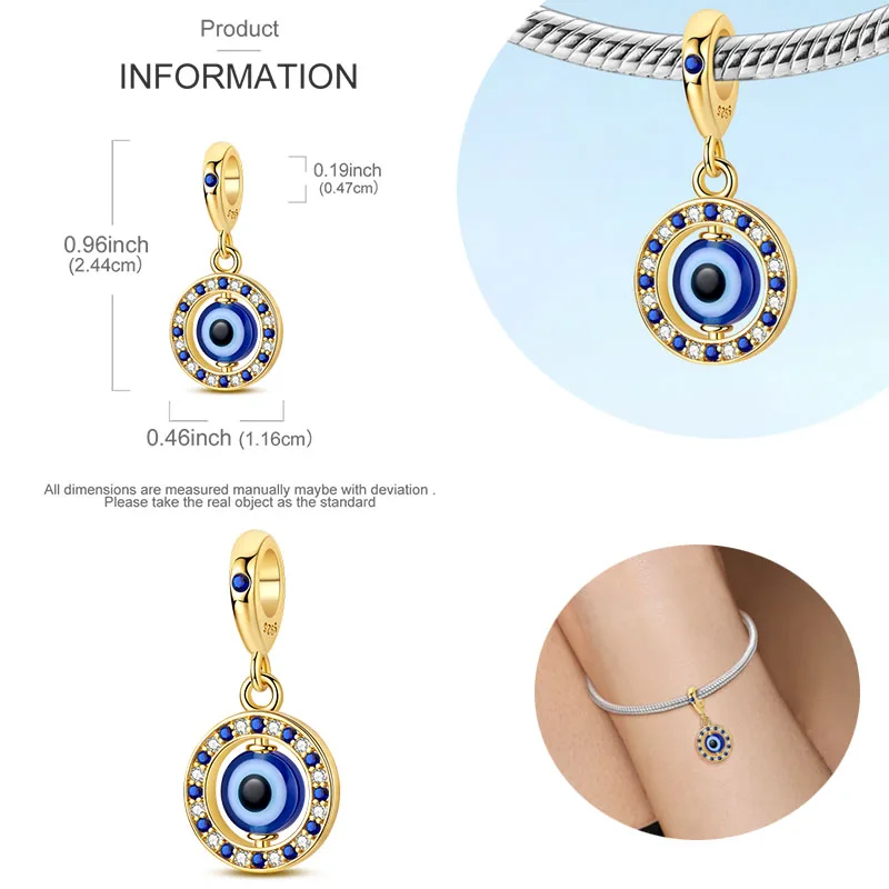 925 Sterling Silver Gold Series DIY Pendant Beads, Inlaid Zircon Eternal Family Tree Charm, Fits DIY Bracelet Jewelry Making
