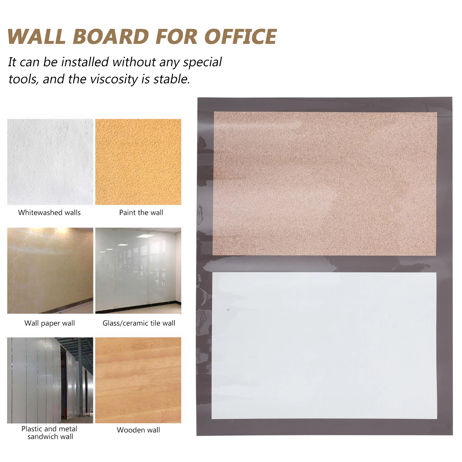 لوحة إعلانات من الفلين متعددة الاستخدامات، منظم مذكرة السبورة البيضاء، قابل للتركيب على الحائط، أنيق، وظيفي للمنزل والمكتب والفصول الدراسية، استخدام المسح الجاف #6