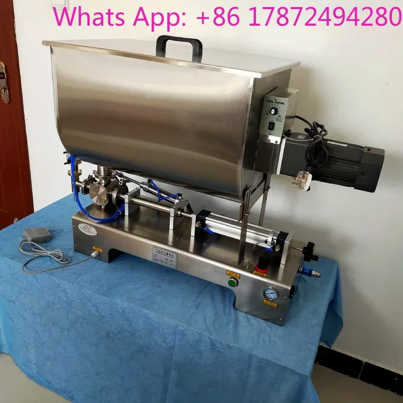 Hopper Paste Filling Machine with Mixing Stirrer for Chili Bean Sauce Peanut Hotpot Seasoning Jar Bottle Filling Equipment