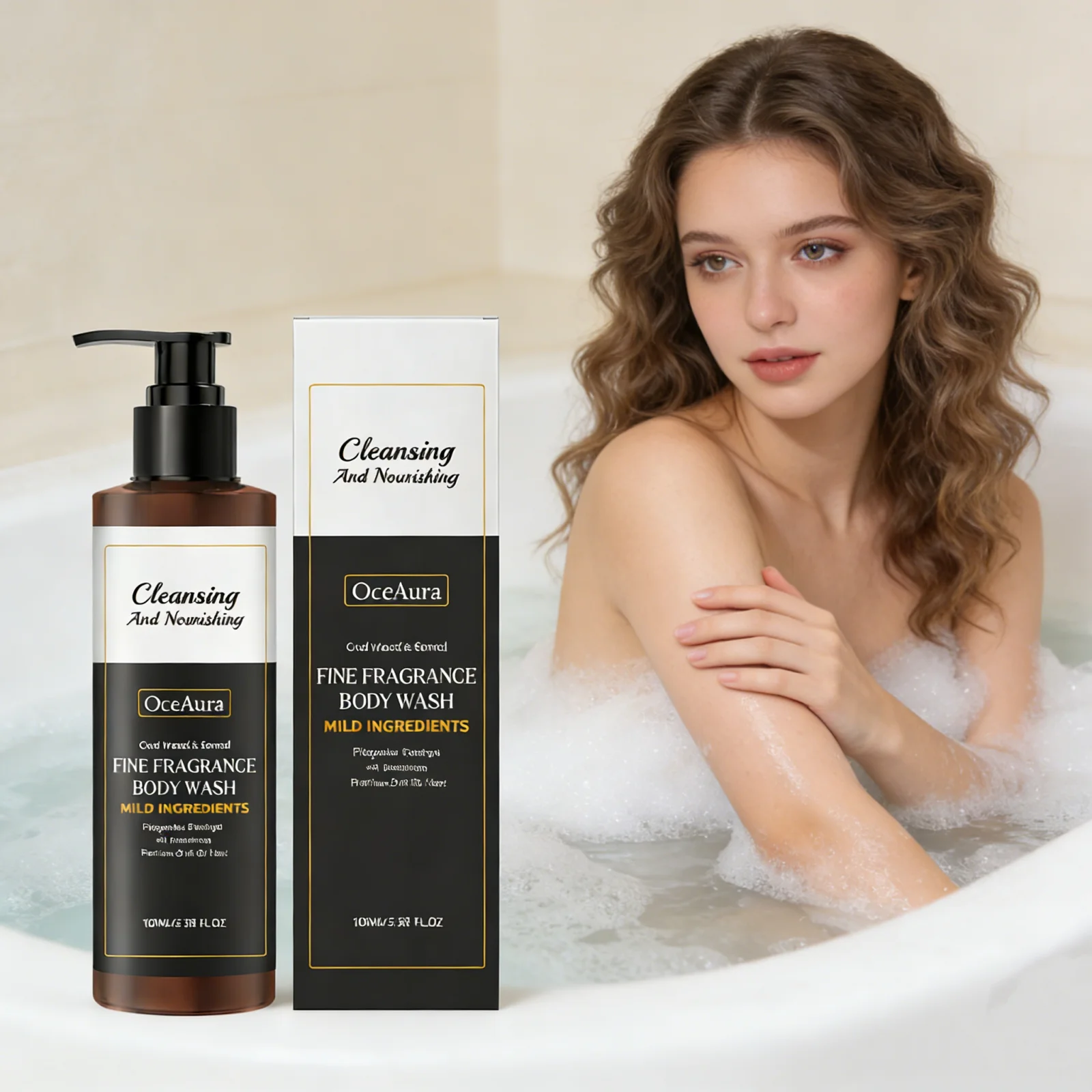 

Luxury Fragrance Moisturizing Body Wash Oud Wood Sandalwood Gentle Clean Smooth Skin Daily Shower Care Refresh Nourish Body Wash