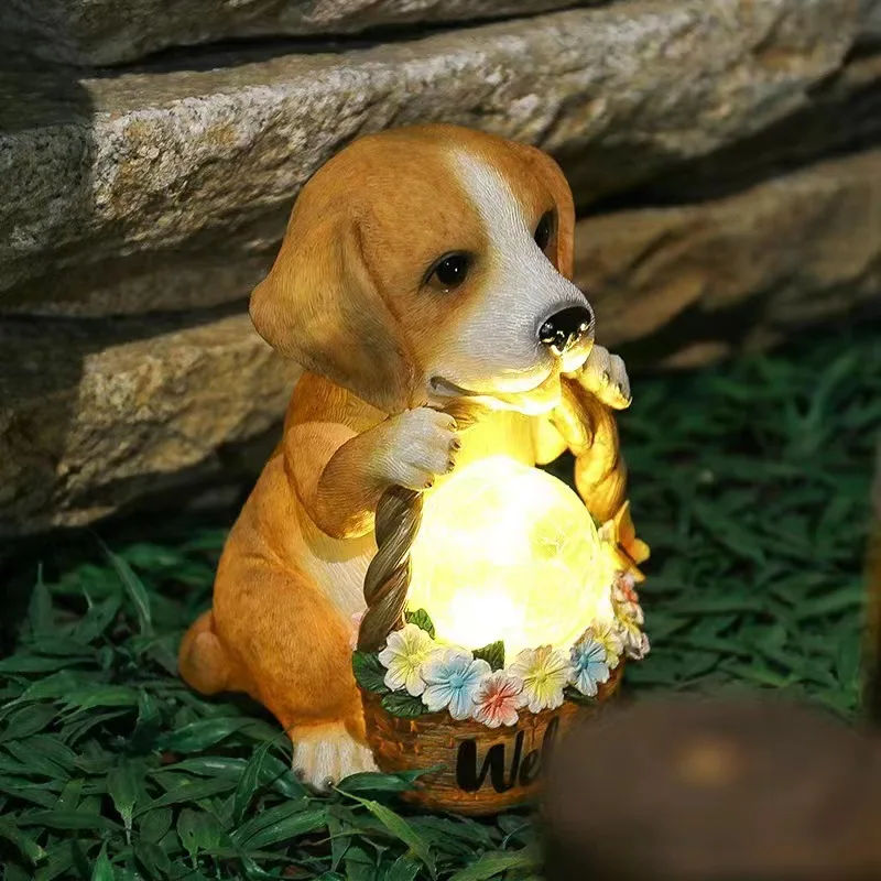 

Solar powered lights, dog shaped decorations, courtyard crafts, statues, resin garden decorations