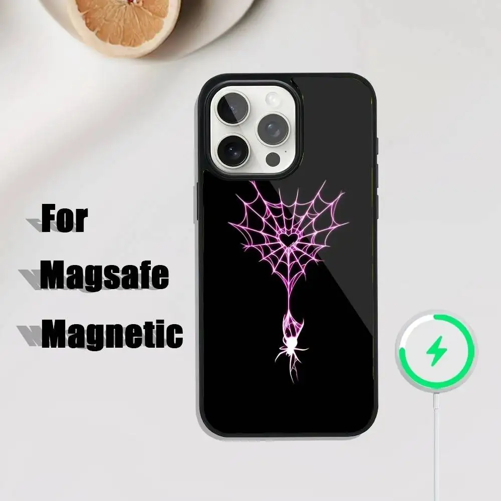 Coque de téléphone Black Widow Spider pour iPhone 17,16,15,14,13,12,11,Pro,Max,Plus,Mini,SE4,E, chargement sans fil magnétique Magsafe