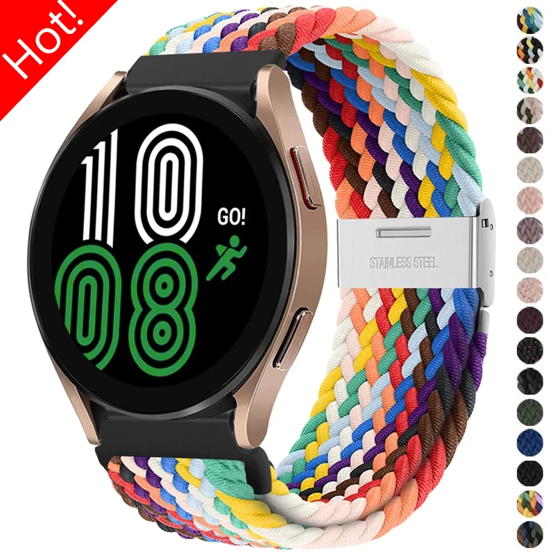 

Нейлоновый ремешок 20 мм 22 мм для Samsung Galaxy Watch 6 5 4 40/44 мм 5Pro Active 2 Gear S3, плетеный эластичный браслет для Huawei GT2/3 4Pro