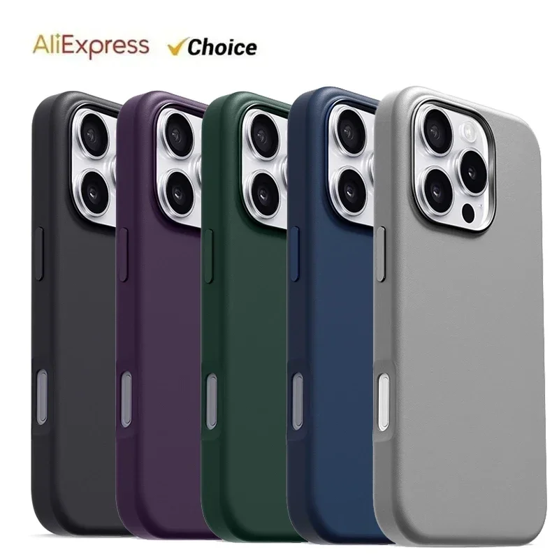 Original For Apple Leather With Magsafe Case For iPhone 16 Pro Max 16 Plus Case Wireless Charging Magnetic Cover 16Pro With Box