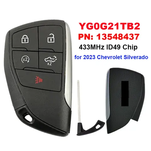 CN 014105   Chevrolet Silverado 2023 5버튼 스마트 키 PN용 애프터마켓 원격 키: 13548437   FCCID YG0G21TB2