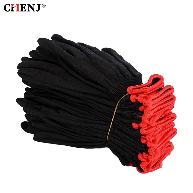 

6Pairs Breathable Nylon Garden Work Gloves Without PU Coating And Silicone Not Waterproof Durable For Excavation And Planting