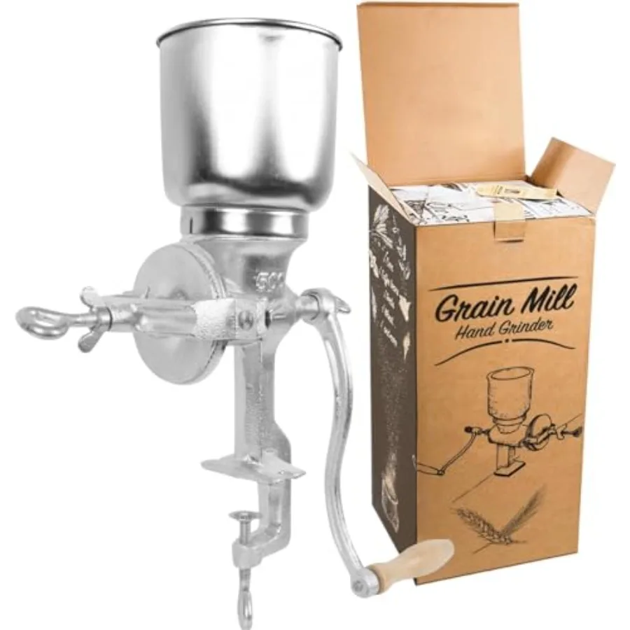 Molinillo Manual de Hierro para Granos de Maíz, Café, Trigo, Avena, Nueces, Hierbas, Especias y Semillas, Ideal para Restaurantes