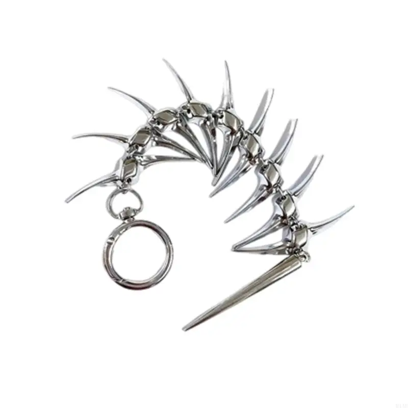 91AF Trendiger Thorn-Schlüsselanhänger aus Metall mit Punk-Ästhetik, für Jeansketten oder Handtaschenverzierungen