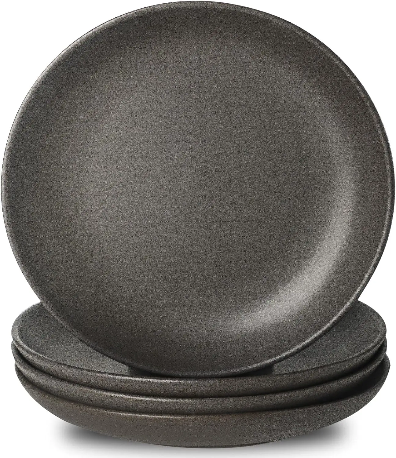 

Dinner Plates Set of 4, 10 Inch Ceramic Plates - Stoneware Dinnerware Set for Pancakes, Scratch Resistant Black Plates,