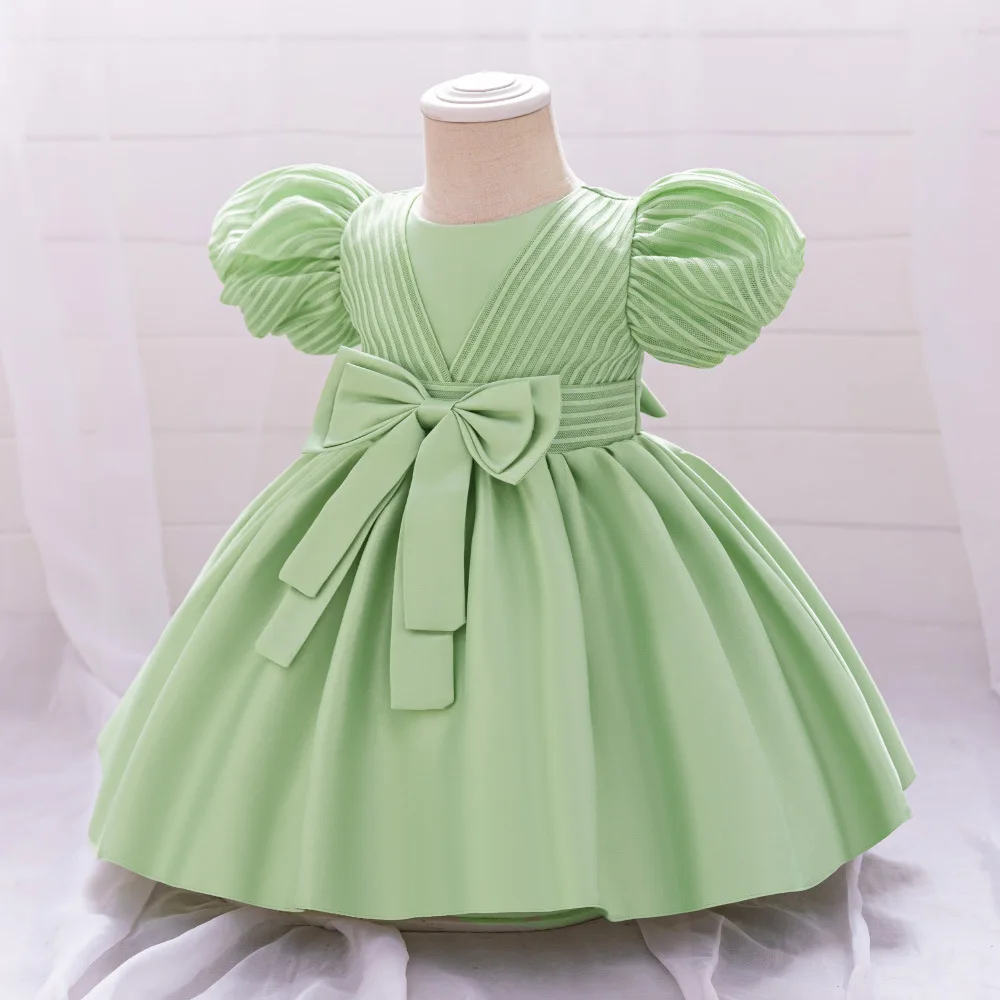 Girls Party Dress 4 Colord 70cm-110cm Baby Birthday Dresses Kids Puff Sleeve Ball Gown Children Costumes Photograph Princess