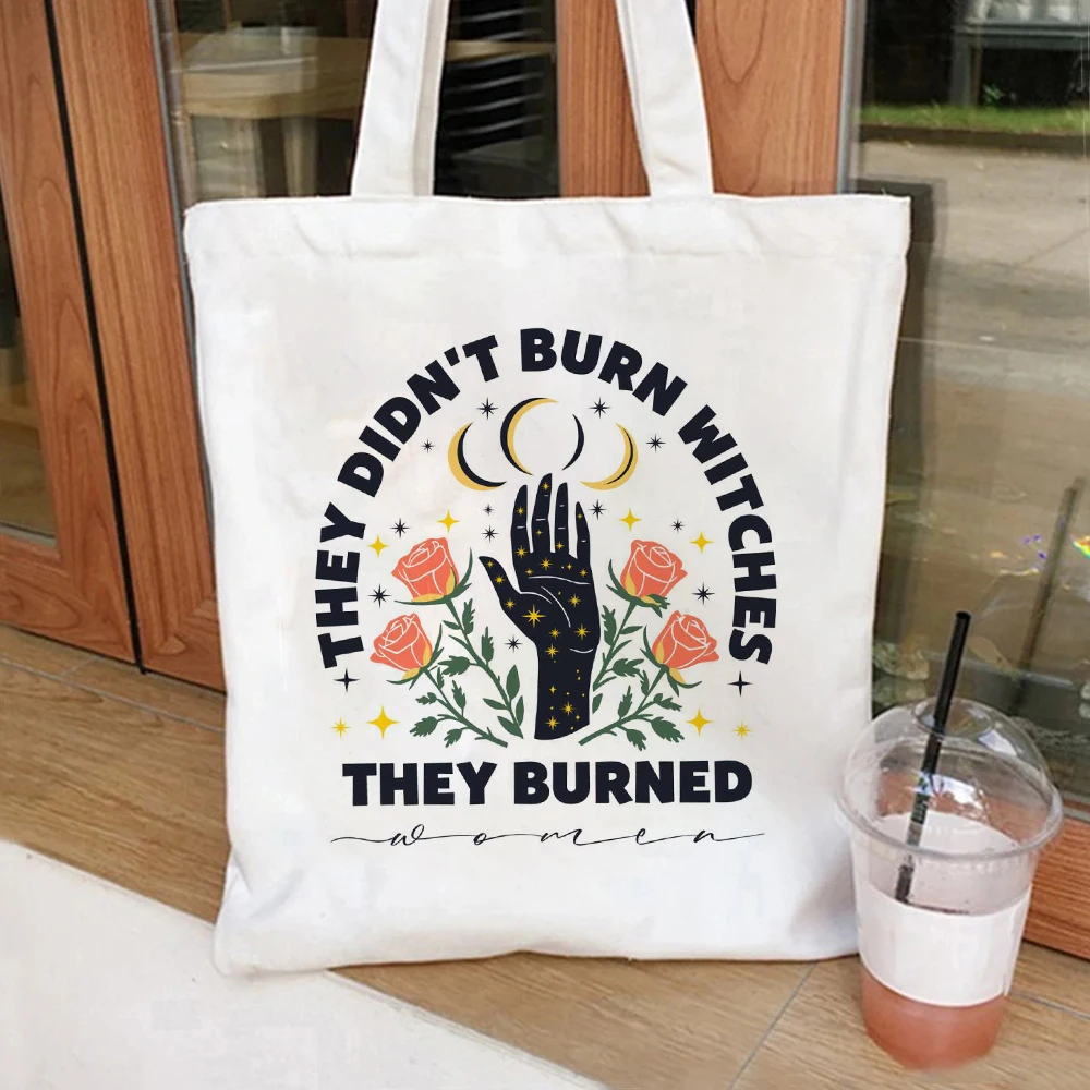 

Set Shoulder Handbag Cosmetic Bag They Didn’t Burn Witches They Burned Women Tote Bag Canvas Large Shopping Bag Travel Pouch