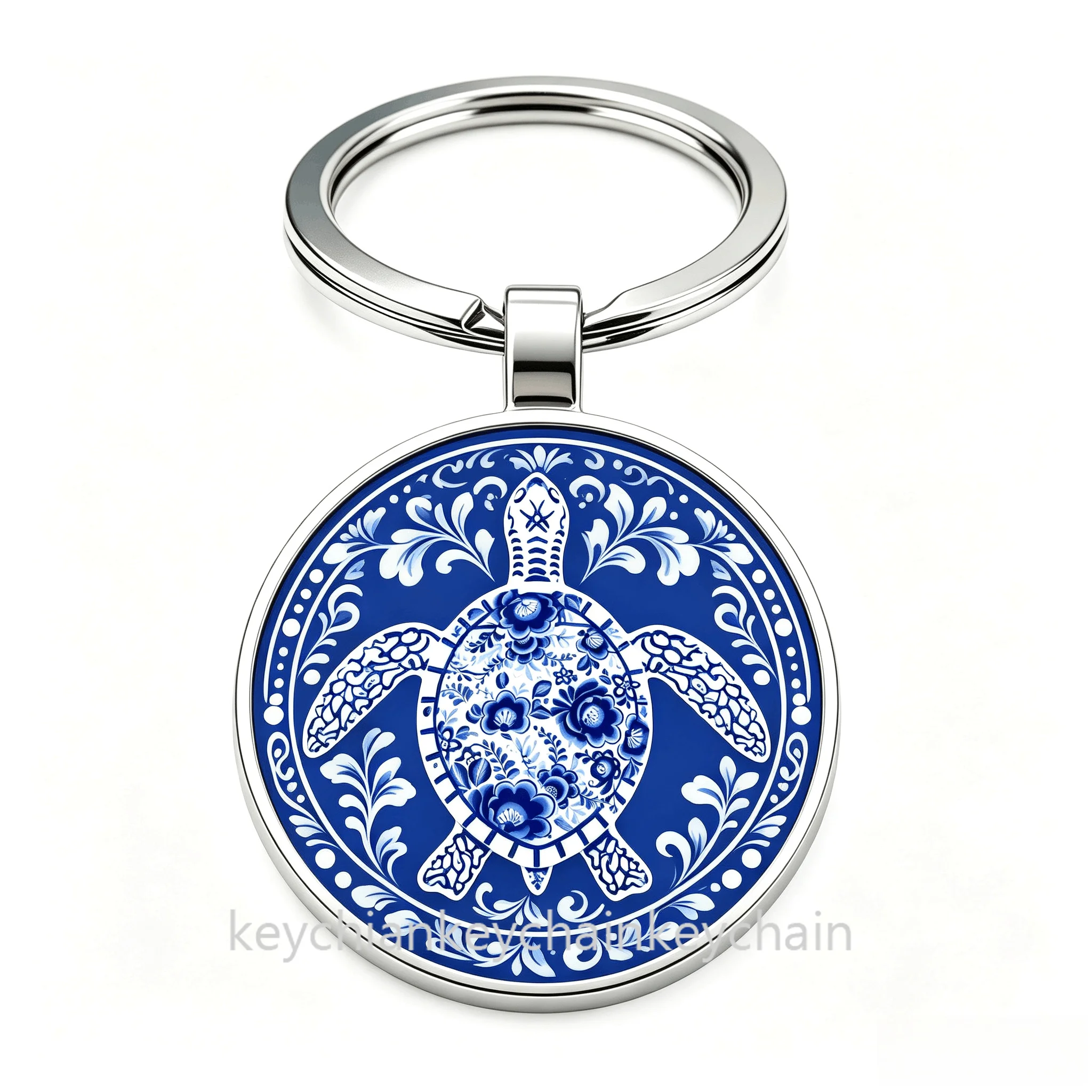Russia deep blue background sea turtle Keychain Keyring Bag Pendant Gift
