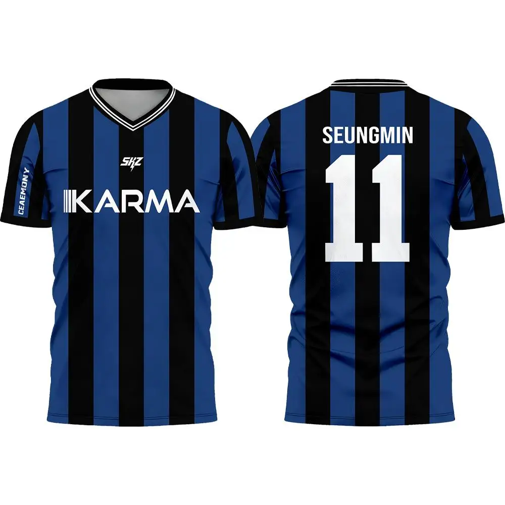 KPOP Stay KARMA Album Fans Support Shirts FELIX BANGCHAN HYUNJIN Y2K Streetwear Loose T-Shirt Unisex Customizable Sports Jersey image 5