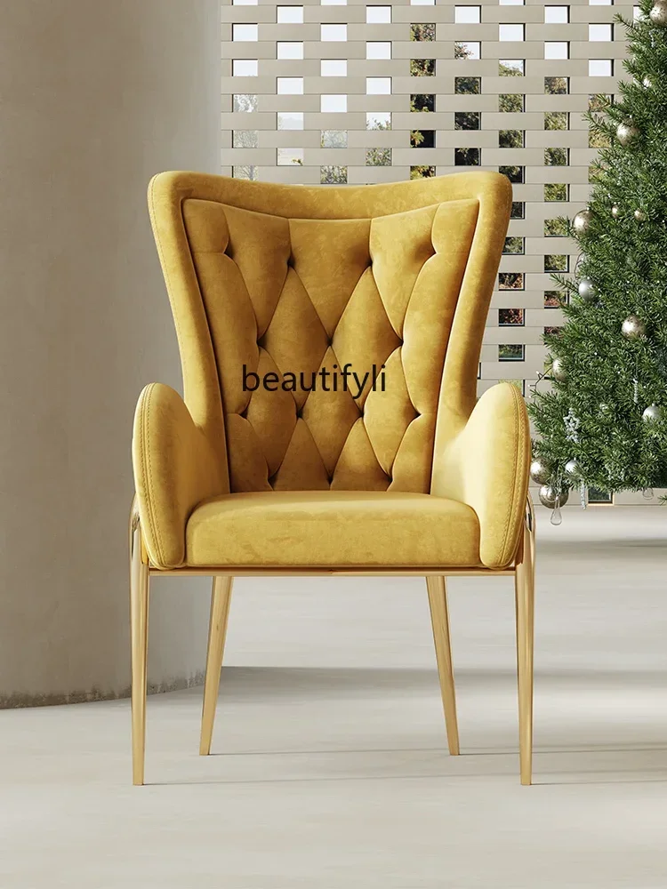E153 K18 Nordic Light Luxury Leather Dining Chair Home Leisure Swan Cosmetic Chair Modern Simple Leather Art Armchair