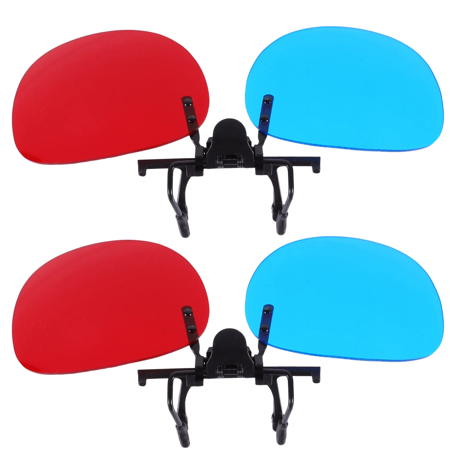 قطعتان من مشبك نظارات ثلاثية الأبعاد باللون الأحمر والأزرق متوافق مع نظارات عادية لقصر النظر، تصميم آمن غير قابل للانزلاق لتجربة الفيلم الغامرة #3