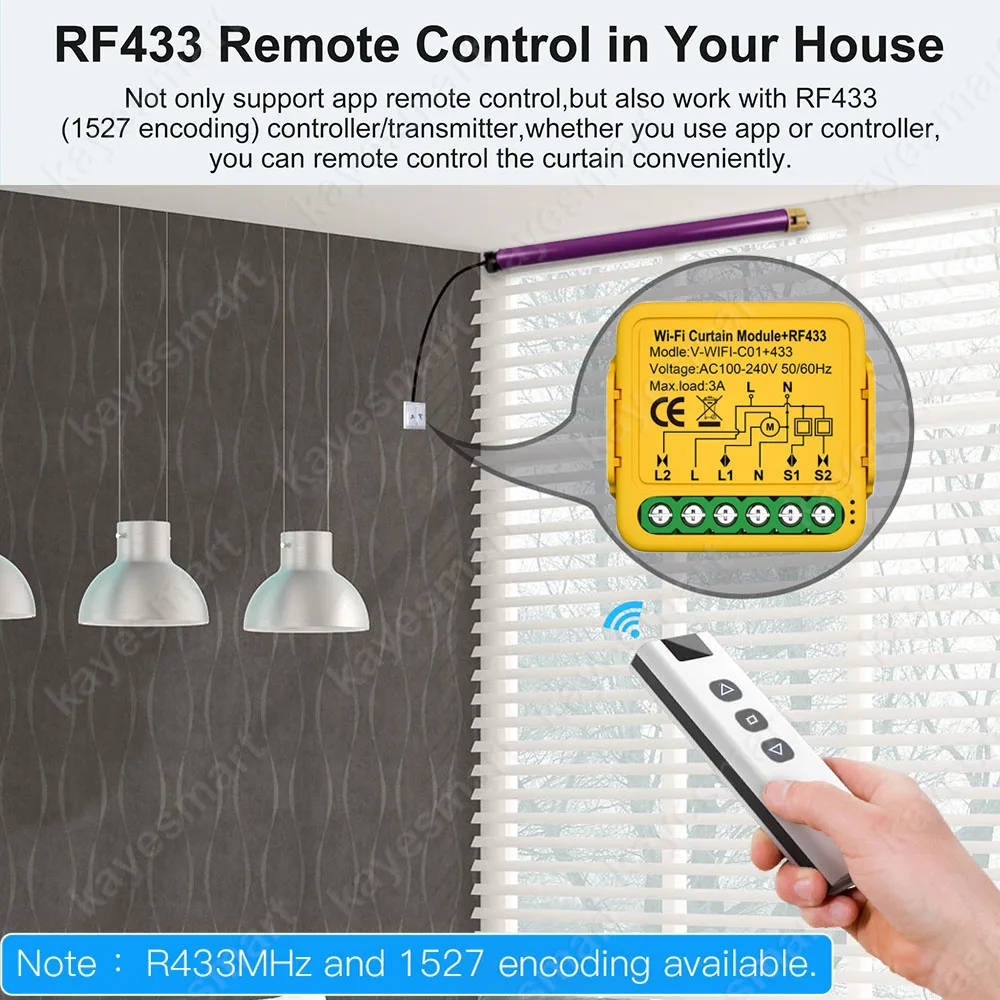 Tuya modul saklar tirai RF433 WiFi cerdas untuk Motor buta Roller listrik kontrol suara bekerja Alexa Alice Google Home