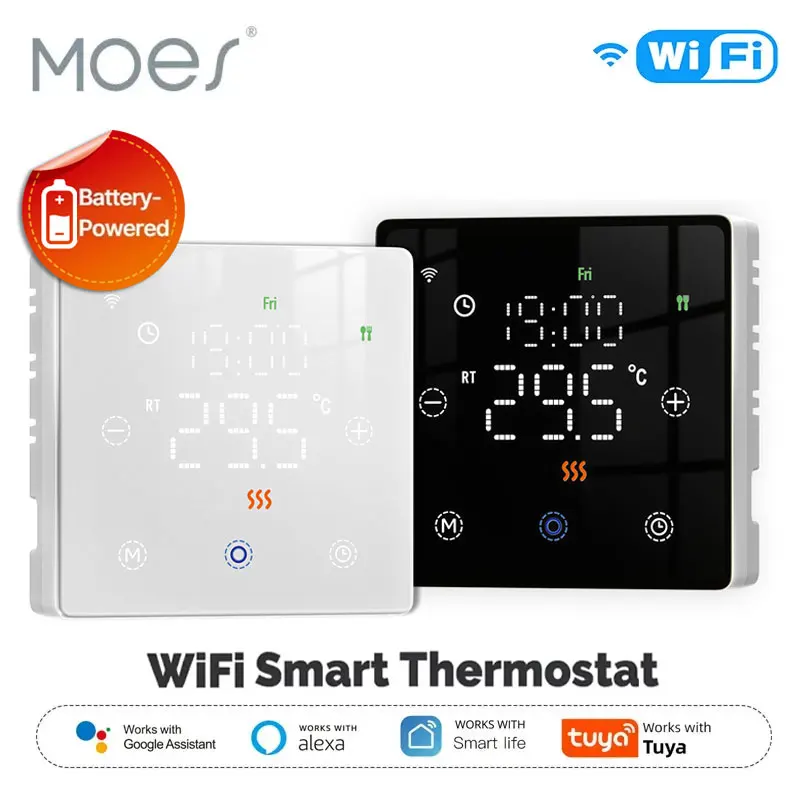 Termostato inteligente MOES Tuya WiFi/Zigbee, controlador de temperatura de caldera de Gas con batería baja, funciona con Alexa y Google Home