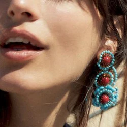 2024 New ZAA Handmade Seed Beads Flower Earrings for Women Vintage Indian Jewelry Holiday Party Accessories Gifts Accessories