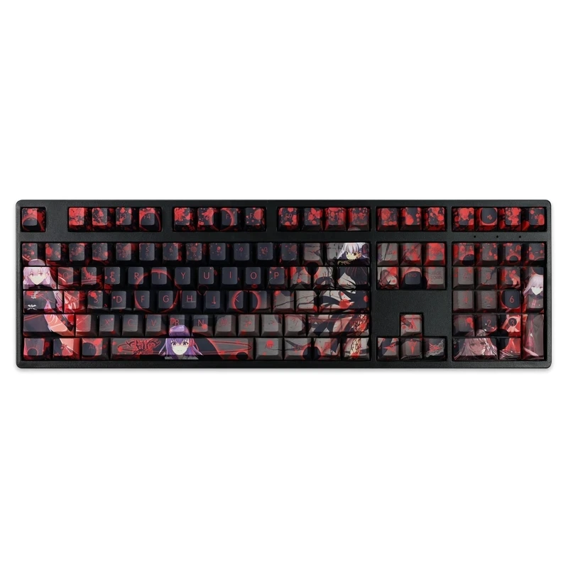 Imagem -04 - Chaves Pbt Lados Tintura Subbed Keycaps Anime dos Desenhos Animados Gaming Key Caps Cherry Perfil Keycap para o Destino Estadia Noite Matou Sakura 108