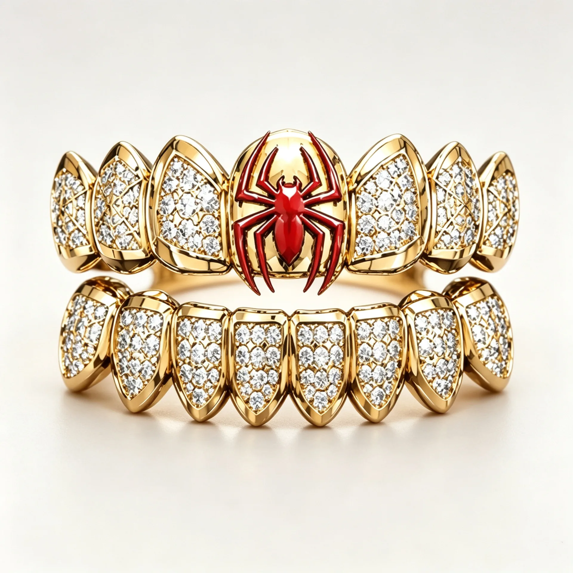 Spider Grillz Teeth Covers Iced CZ Full Set Gold S Hip Hop Jewelry Rapper Style Mouth Accessories Streetwear Fashion Decor