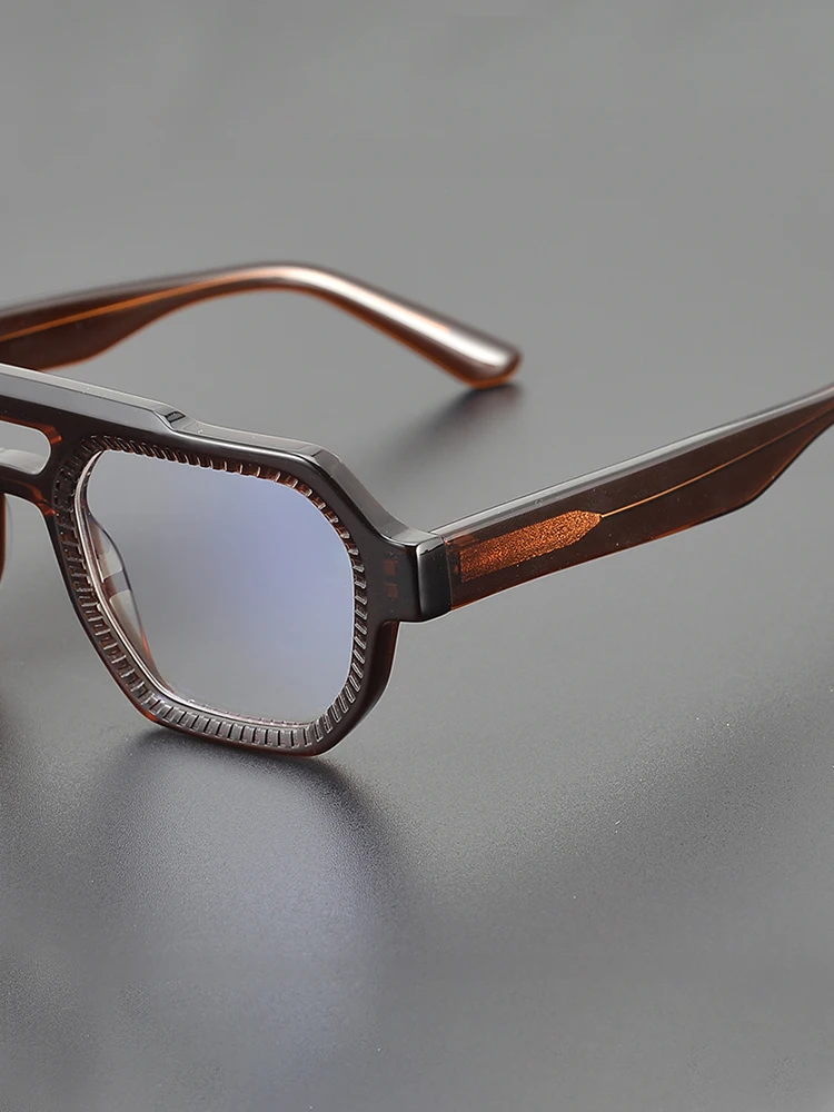 Niche square frame retro glasses frame literary men fashion double beam hipster cool thick frame optical prescription glasses