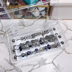 Stainless Steel Charms Organizer Holder Storage Box Rondelles Beads 4 Metal Rods Bracelet Accessories Trollbeads Display Case