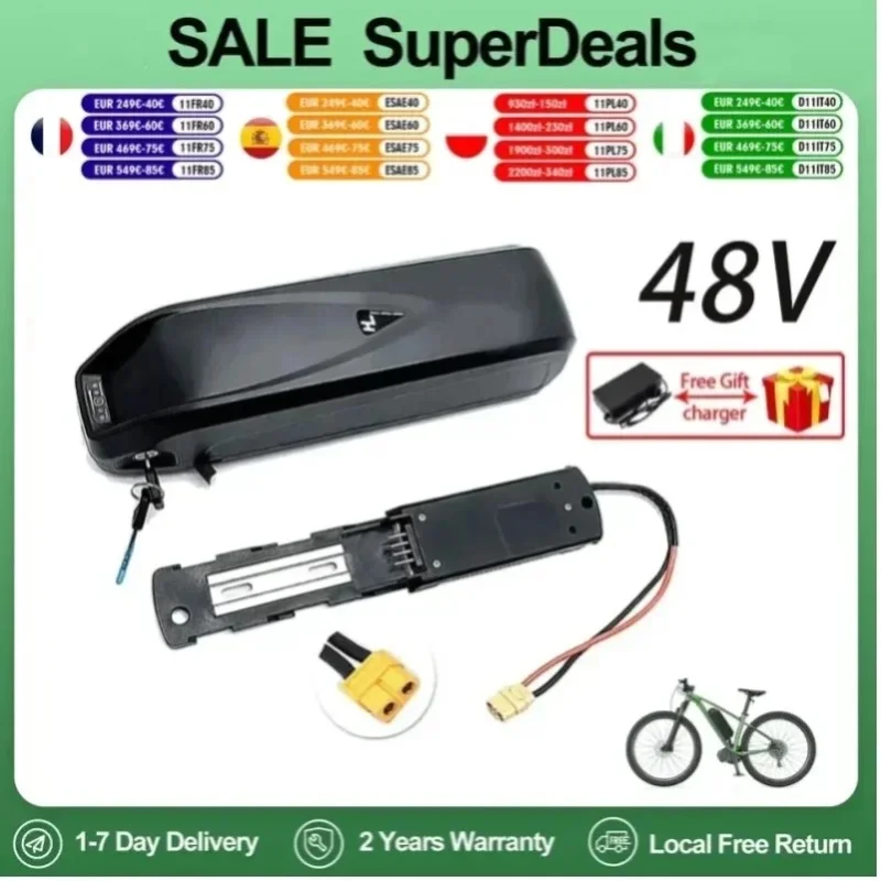 Brandneue 36V 48V 20AH/30AH/40AH Hailong Aibik Batterie 30A BMS 350W 500W 750W 1000W 18650 Batterie Kostenloser Versand und Ladegerät
