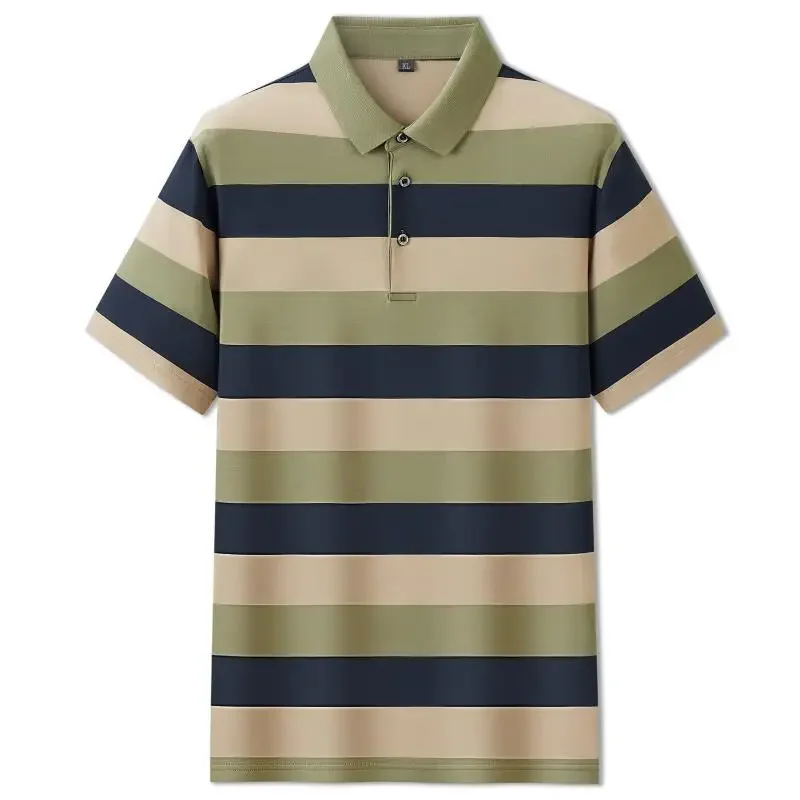 8XL 7XL 6XL 2024 New Summer High End Luxury Striped Polo Shirt Men Tops Casual Mens Shirts Fashion Style Male Brand Clothing