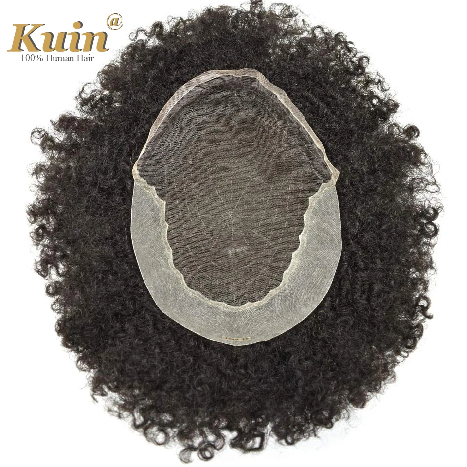 Toupee Unit For Black Men Afro Curly Wavy Black Hair Men's Toupee African American Kinky Curly Men Hair Replacement Systems