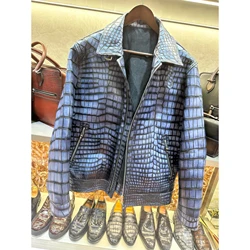 Seetoo High-end Custom Crocodile Leather Jacket  Hand-brushed Custom Deerskin Lining Alligator