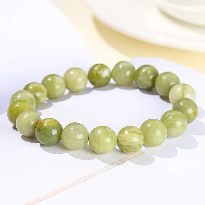 JD Natural Green Jade Beaded Bracelet Women Vintage Round Energy Gemstone Single Circle Stretch Bracelet Yoga Balance Jewelry