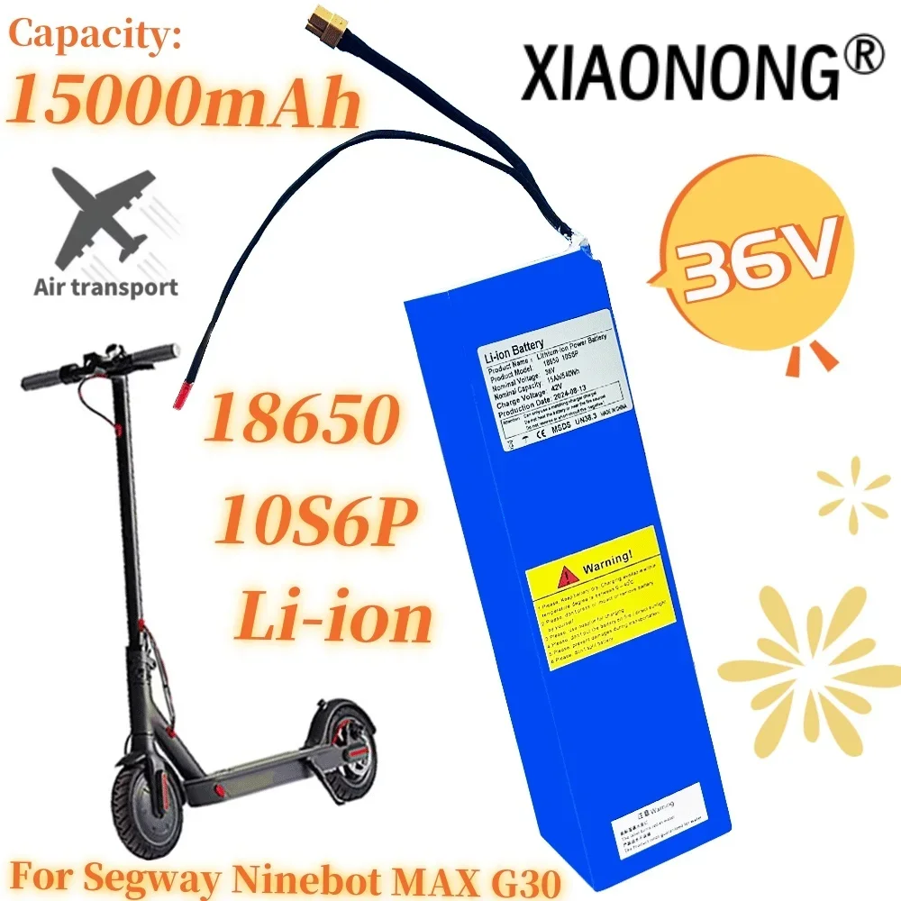 

Lithium 18650 36V 15000mAh 10S6P Rechargeable Battery For Segway Ninebot MAX G30 Electric Scooter Special Battery