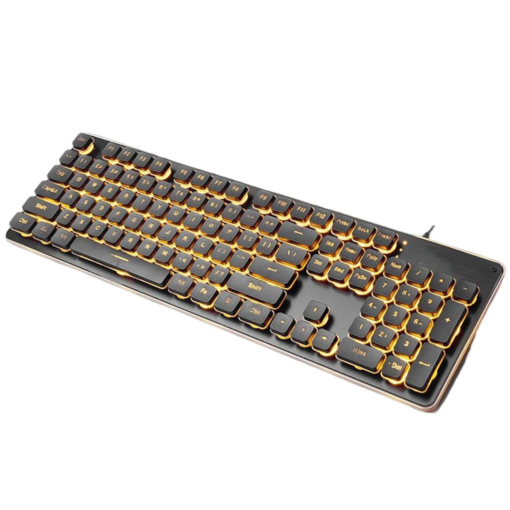 

USB Wired Keyboard Backlit Anti-slide Silent Mechanical 104 Keys Luminous Fluent Typing Keypads Low Noise Entertainment