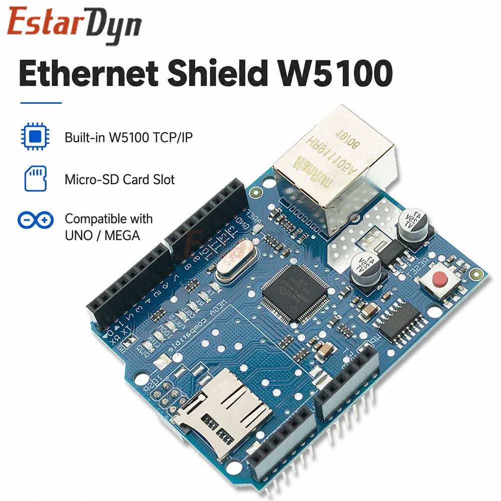 Estardyn W5100 SPI Ethernet Shield RJ45 TCP/IP Network Module for R3 Mega 2560 1280 Board IoT DIY